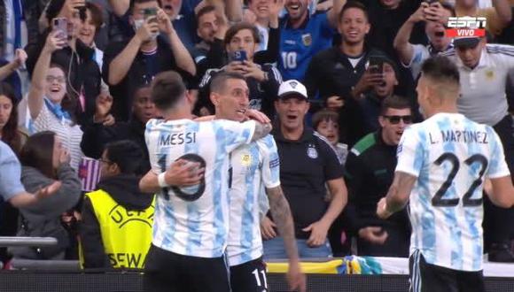 Ángel di María anotó el 2-0 de Argentina vs. Italia en Wembley. (Captura: ESPN)