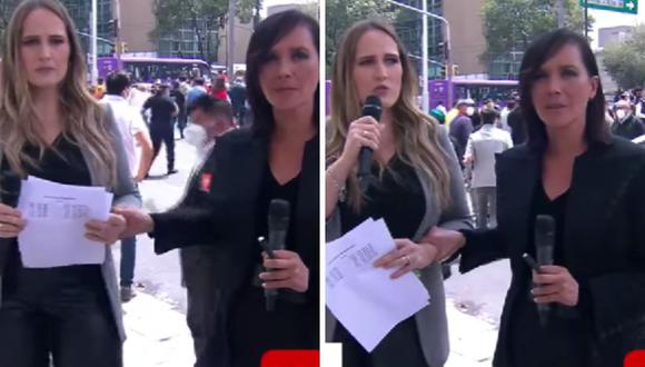 Las reporteras Carla Iberia Sánchez y Guadalupe Madrigal no pudieron ocultar su temor ante el sismo de 7,7 en México. (Foto: Captura de YouTube Nmas)