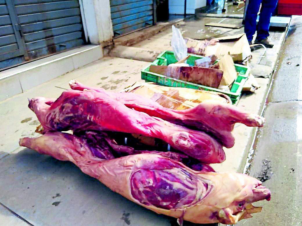 Decomisan 80 kilos de pescado y 50 kilos de carne de cerdo en descomposición