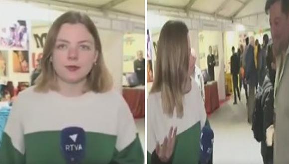 Sujeto da un beso a periodista y esta lo encara en vivo (VIDEO)