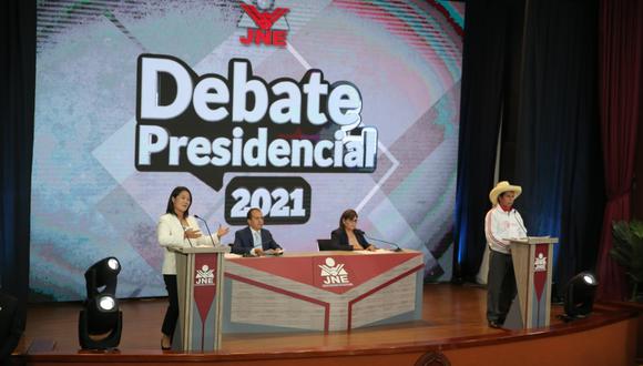 Keiko Fujimori y Pedro Castillo exponen sus propuestas de gobierno en el debate presidencial. (Foto: Hugo Pérez / @photo.gec)