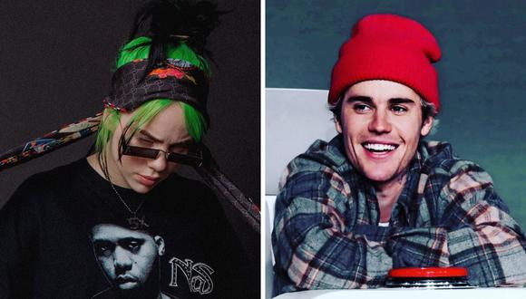Billie Eilish y Justin Bieber ahora son buenos amigos. Aunque en el pasado Eilish lloraba viendo sus videoclips. (@billieeilish / @justinbieber).