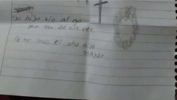 Carta encontrada por la madre al lado del cuerpo del menor de edad. | Foto: AmiericaTVPy/Twitter