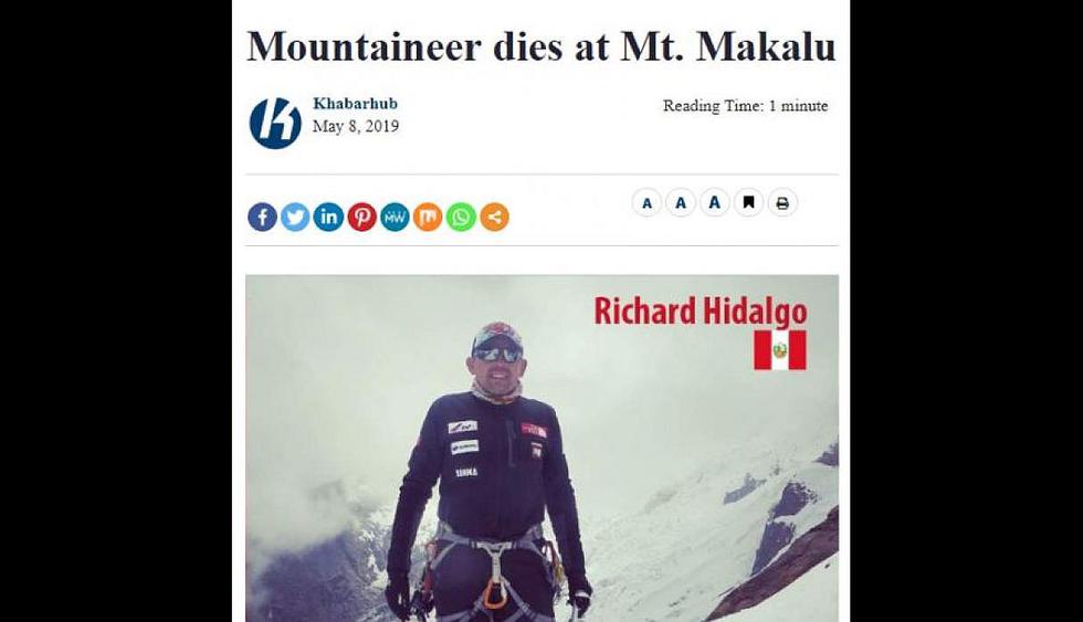 Richard Hidalgo: así informa la prensa internacional sobre la muerte del montañista peruano (FOTOS)