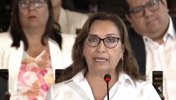 Dina Boluarte y sus impresiones al informe final de la CIDH. (Foto: TV Perú)