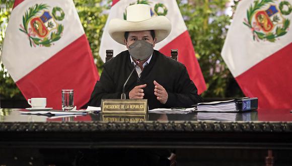 En el evento, además de Pedro Castillo, también participaron el actual congresista Edgar Tello (Perú Libre) y César Tito Ortega, sindicado fundador del brazo político de Sendero Luminoso. (Foto: Presidencia Perú)