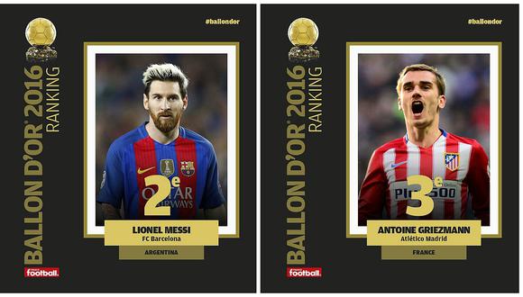 Balón de Oro: Lionel Messi y Antoine Griezmann completan la terna