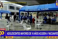 Tacna: menores de 14 a 17 años ya acuden a vacunarse contra el COVID-19 (VIDEO)