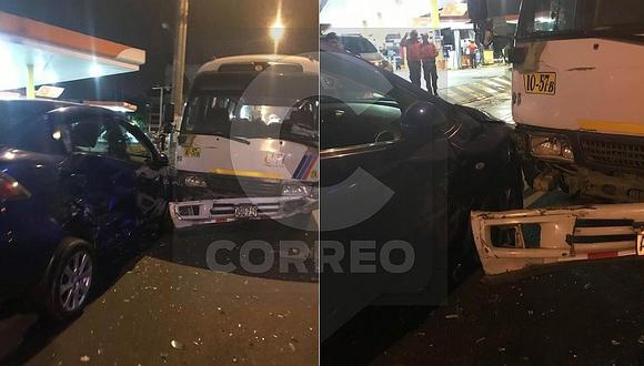 ​La Victoria: cúster embistió a un auto y dejó a una mujer herida (FOTOS)