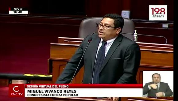 El congresista Miguel Vivanco se refirió también a las Fuerzas Armadas. (Foto: Captura Congreso TV)
