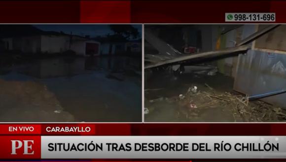 Situación tras desborde del río Chillón. Foto: América Noticias