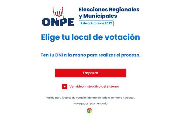 Platform "Choose your polling place" (Photo: ONPE)