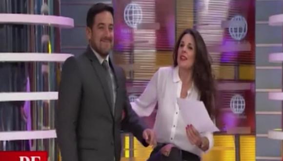 Óscar del Portal narró noticias de espectáculos junto a Rebeca Escribens (VIDEO)