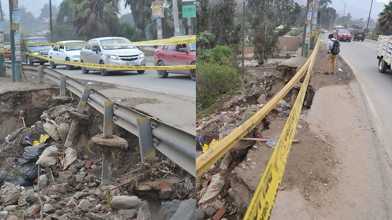 Carretera Central: Erosión afecta puente 'Los Ángeles' en Chaclacayo tras intensas lluvias (FOTOS)