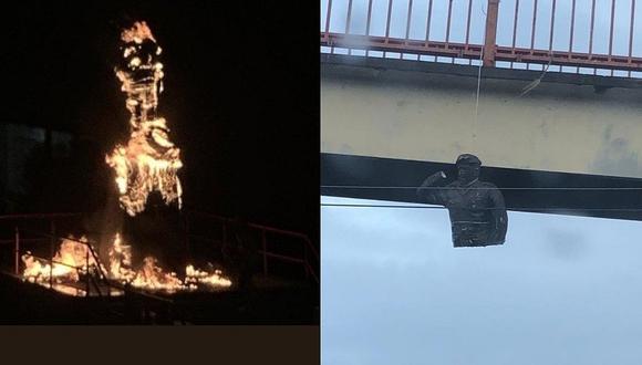 Estatua de Hugo Chávez es quemada en protestas contra Nicolás Maduro (VIDEO)