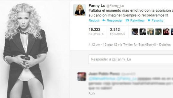 ¿Lapsus?: Fanny Lu confundió a John Lennon con Elton John en Londres2012