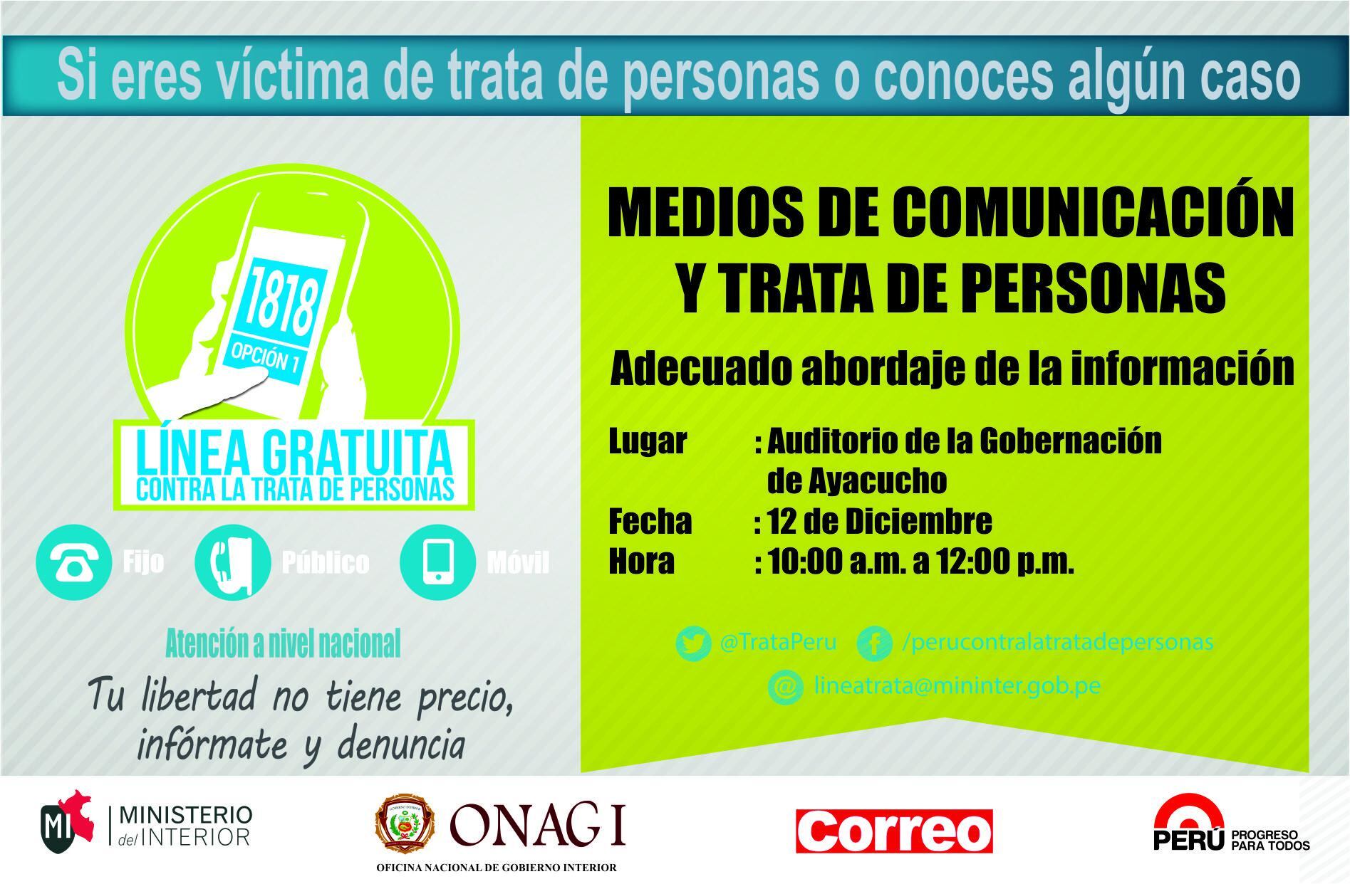 Ministerio del Interior capacitará sobre trata de personas a periodistas y comunicadores