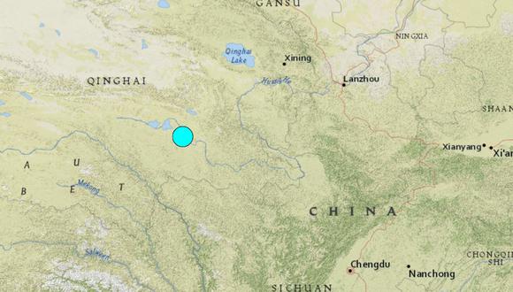 Un terremoto de magnitud 7,3 sacude provincia china de Qinghai. (Captura/USGS).