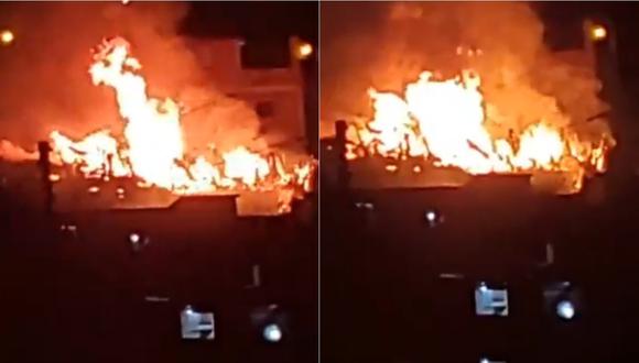 Incendio en el Rímac está quemando una vivienda en la zona de Amancaes. | Foto: Facebook.