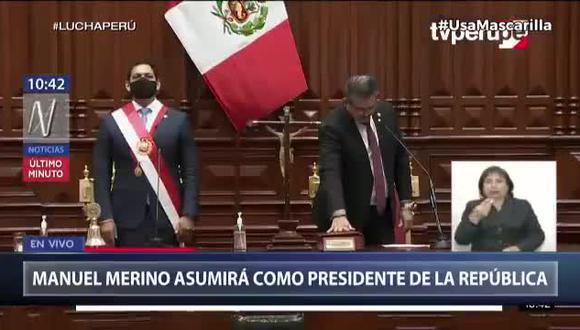 Presidente del Congreso asumió la jefatura del Estado tras la aprobación de la segunda moción de vacancia presidencial contra Martín Vizcarra.  (Video: Canal N )