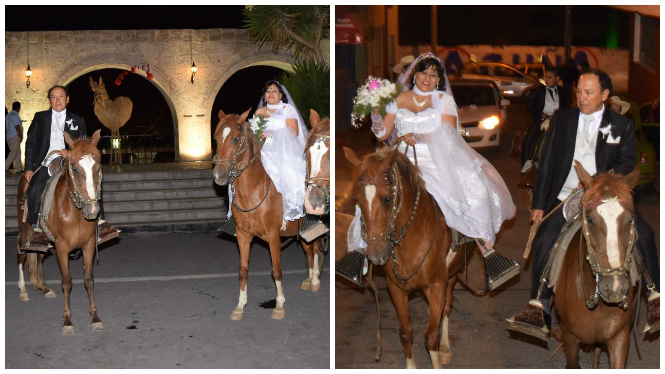 Novios sellan su amor con un paseo a caballo, una promesa esperada por años