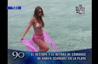 Mira el detrás de cámaras del programa de Karen Schwarz en bikini