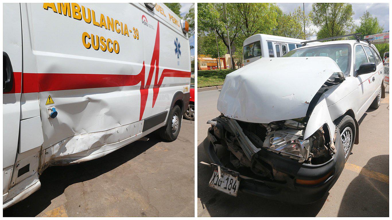 Cusco: Taxista choca ambulancia de bomberos en pleno traslado de herido