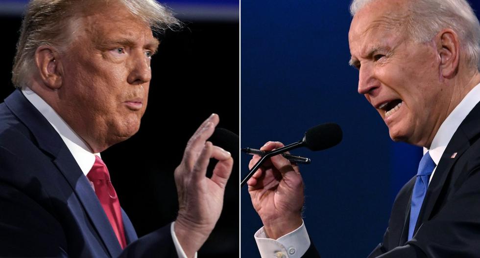 Donald Trump y Joe Biden debatieron por última vez antes de las elecciones en Nashville. (AFP / Brendan Smialowski y JIM WATSON).