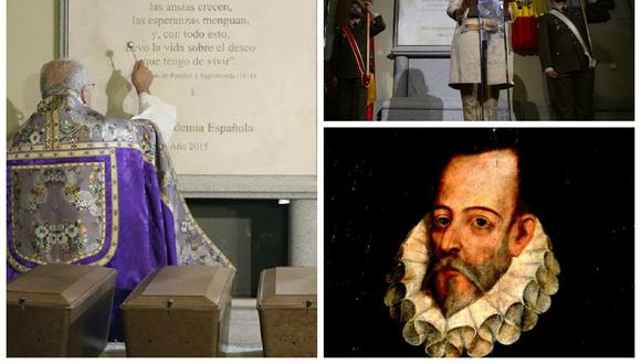 Miguel de Cervantes reposa ya en un monumento en una iglesia de Madrid 