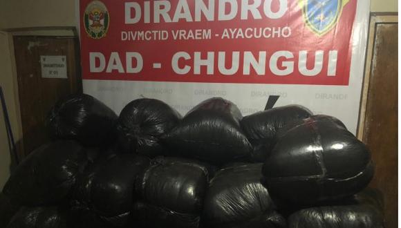 Hoja de coca incautada en Chungui por la Policía