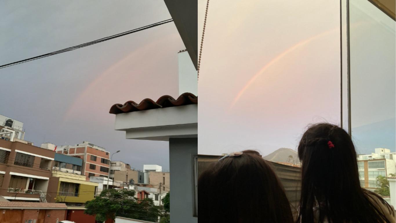 El arcoíris sorprendió a los ciudadanos en medio de la cuarentena por el nuevo coronavirus. Foto: Twitter