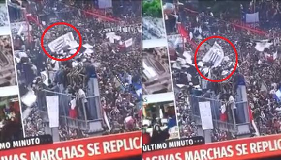 Bandera de Alianza Lima flameó en medio de protestas de Chile