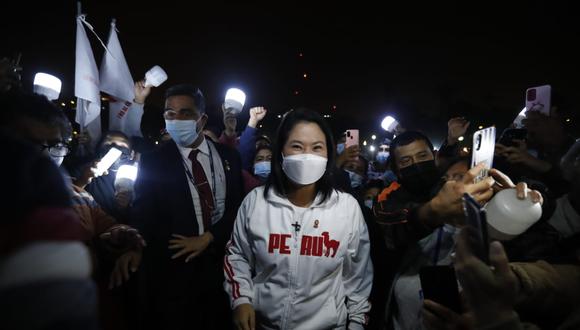 La candidata presidencial de Fuerza Popular, Keiko Fujimori, afirmó que no reconocerá la victoria de su contendor de Perú Libre, Pedro Castillo. (Foto: GEC)