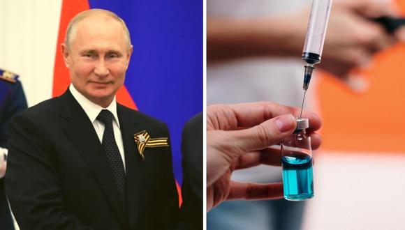 El presidente de Rusia, Vladimir Putin, y una imagen referencia de una vacuna. | Foto: Composición.