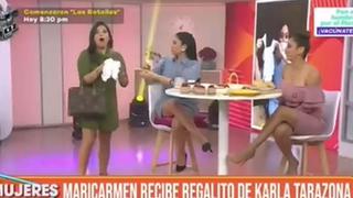 Karla Tarazona emocionó a Maricarmen Marín al regalarle un enterizo Gucci para su bebé 