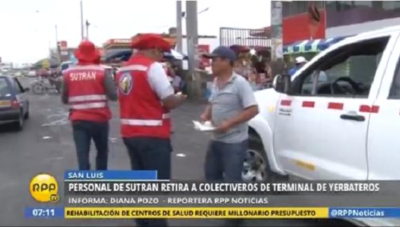 ​Sutran retira colectivos y minivans de terminal de Yerbateros