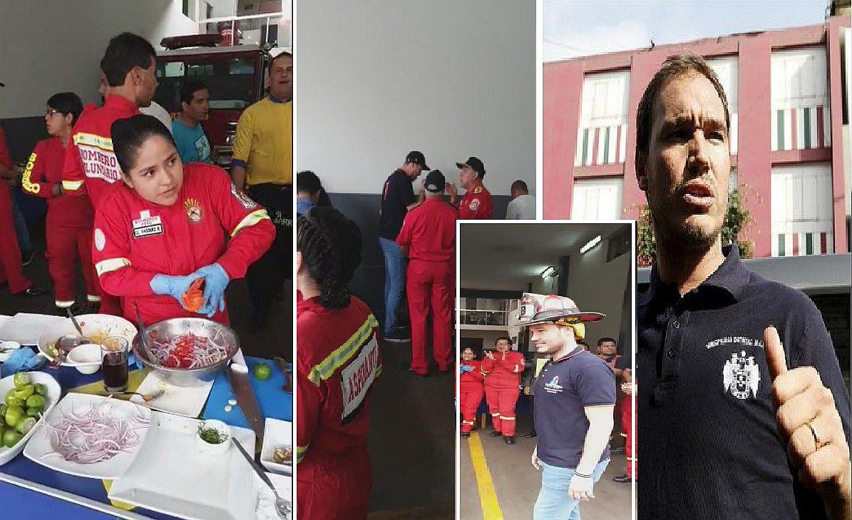 La Victoria: George Forsyth come rico cebiche con bomberos (VIDEO)