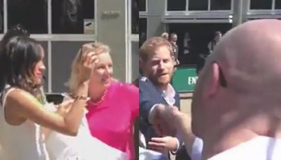 Esta fue la reacción del príncipe Harry cuando un fan intentó entregarle flores a Meghan Markle (VIDEO)