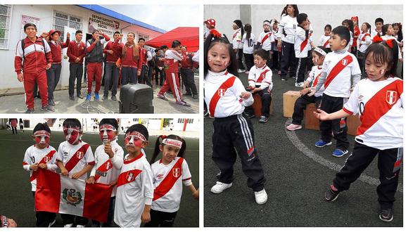 Con camiseta o sin camiseta escolares alientan a la selección peruana (VIDEO)