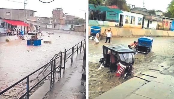 Fuerte lluvia que duró dos horas hizo que las calles parezcan ríos, generando que algunos sullaneros pierdan sus herramientas de trabajo. Otros lograron salvar sus vehículos.