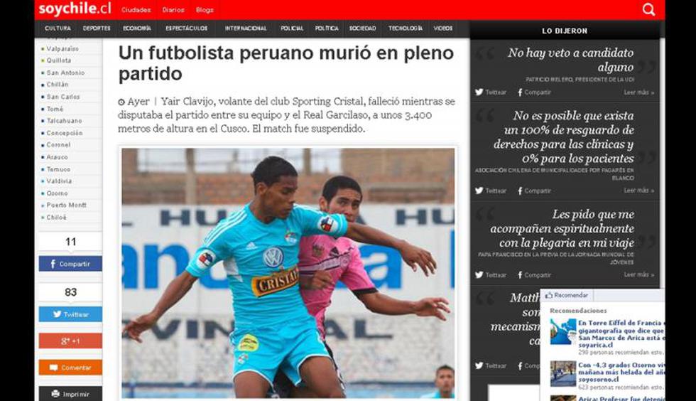 Así informó la prensa internacional sobre la muerte de Yair Clavijo