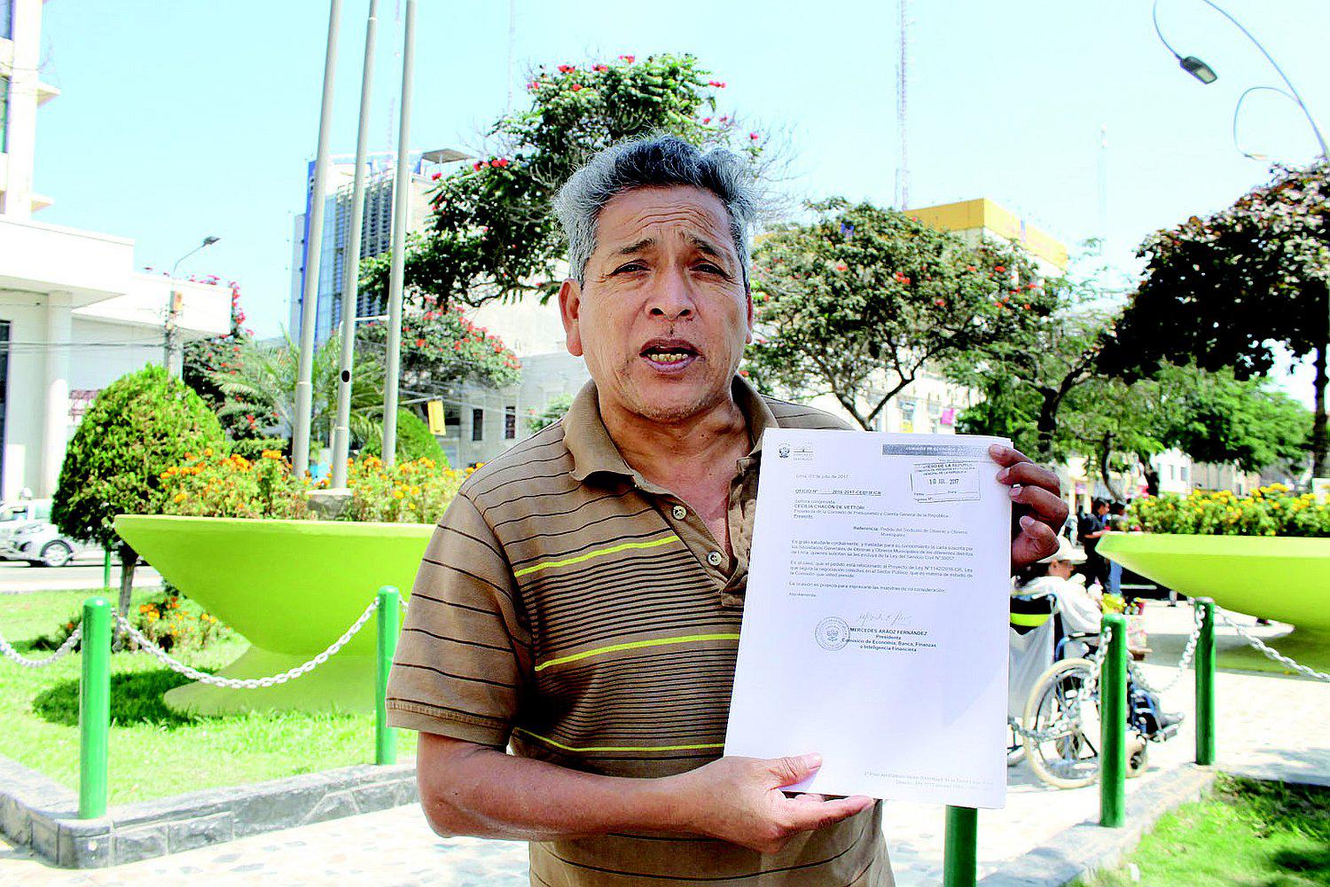 Chiclayo: Obreros municipales piden al Gobierno ser excluidos de Ley Servir