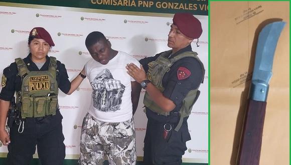 Efectivos de Radiopatrulla redujeron al colombiano que arrojó un cuchillo en su huida
