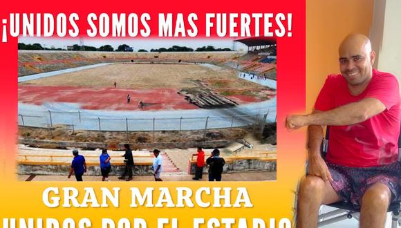 Invita a la gran marcha de protesta por la desidia de las autoridades por el estadio Miguel Grau.
