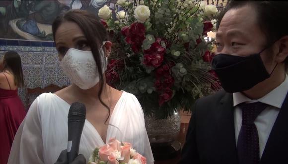 Erika Viviana Muñoz Regis dando sus primeras palabras como esposa de Kenji Fujimori. | Foto: Captura de pantalla.