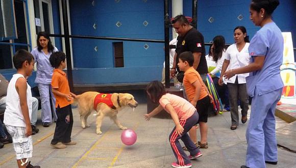 Niños con discapacidad reciben terapia asistida con perros