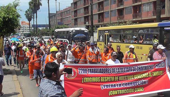 Despedidos en obras de Odebrecht marcharon reclamando trabajo