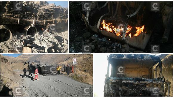 Huancavelica: ​Camión con cemento se incendia y queda en cenizas (VIDEO)