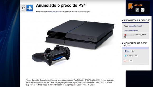 PS4 costará 1850 dólares en Brasil por altos impuestos
