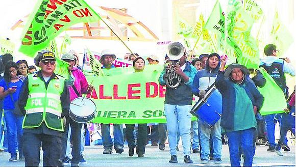 Con marcha piden que Vizcarra se presente  en el Valle de Tambo
